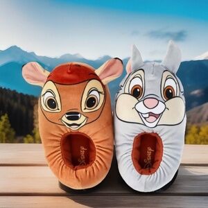 Disney Bambi & Thumper Kids/Toddler License Plush Slippers Lounge Shoes 9/10 NWT